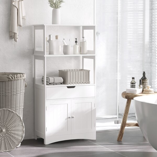 Kleankin Free Standing Bathroom Cabinet, Kitchen Cupboard with Shelves, Drawer, for Storage Organising, White Aosom UK