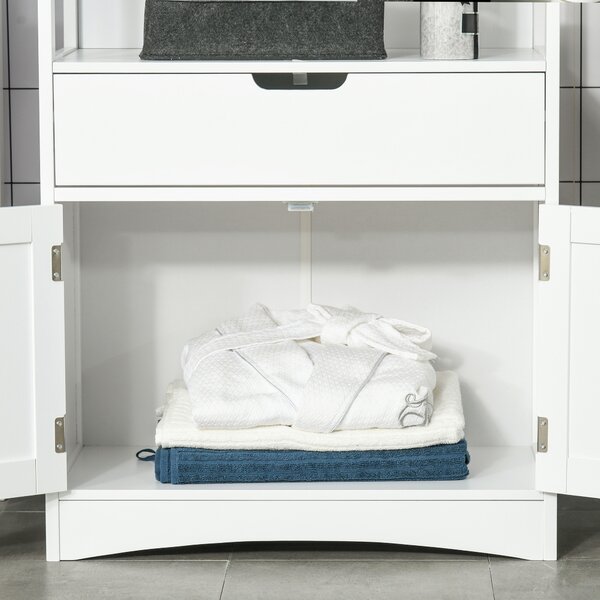 Kleankin Free Standing Bathroom Cabinet, Kitchen Cupboard with Shelves, Drawer, for Storage Organising, White Aosom UK