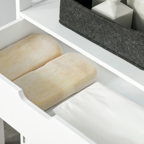 Kleankin Free Standing Bathroom Cabinet, Kitchen Cupboard with Shelves, Drawer, for Storage Organising, White Aosom UK
