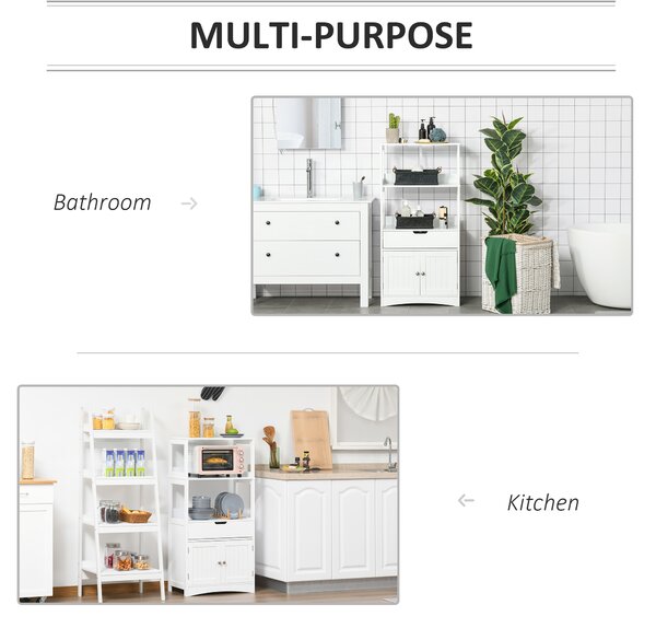 Kleankin Free Standing Bathroom Cabinet, Kitchen Cupboard with Shelves, Drawer, for Storage Organising, White Aosom UK