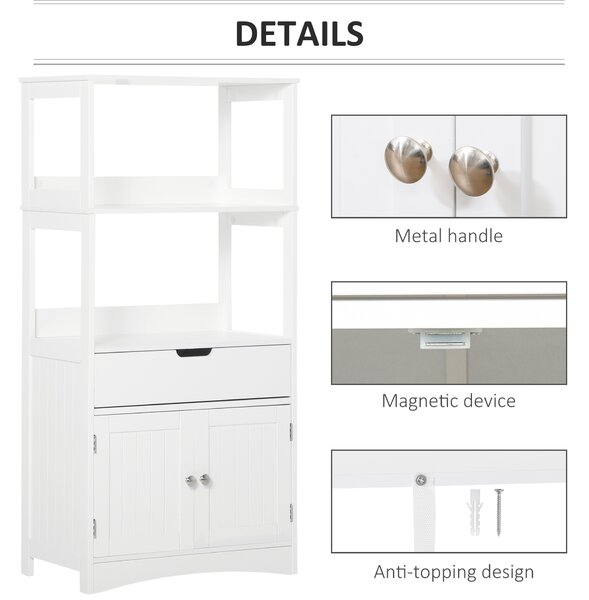Kleankin Free Standing Bathroom Cabinet, Kitchen Cupboard with Shelves, Drawer, for Storage Organising, White Aosom UK