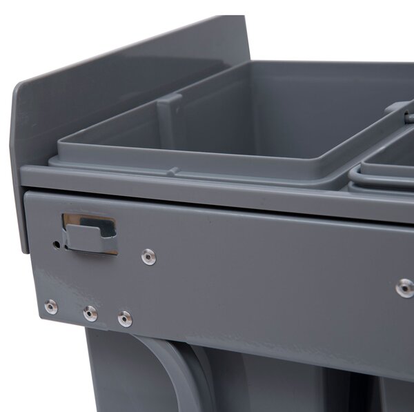 HOMCOM 40L Kitchen Recycle Waste Bin Pull-Out Soft Close Dustbin, Multi-Compartment Trash Can for Recycling, Grey Aosom UK