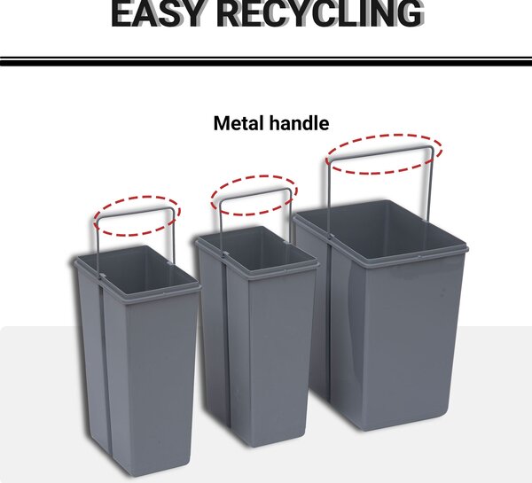 HOMCOM 40L Kitchen Recycle Waste Bin Pull-Out Soft Close Dustbin, Multi-Compartment Trash Can for Recycling, Grey Aosom UK