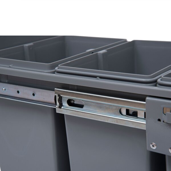 HOMCOM 40L Kitchen Recycle Waste Bin Pull-Out Soft Close Dustbin, Multi-Compartment Trash Can for Recycling, Grey Aosom UK