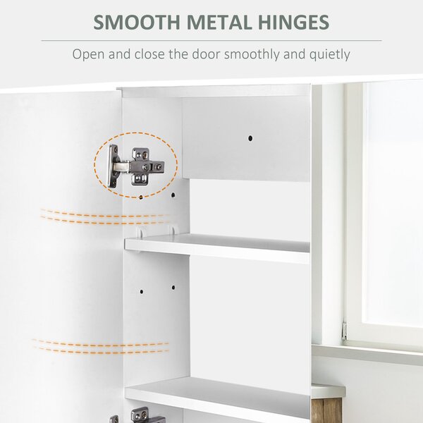 HOMCOM Bathroom Mirror with Storage, 2 Adjustable Shelves, Cushioned Door, Noiseless, for Bedroom & Vanity, White Aosom UK