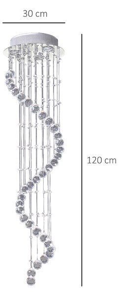 HOMCOM Modern Crystal Chandelier Ceiling Light Pendant Lamp Chrome Finish Glass Droplets New, 160 Octagons, Ф30 x 120cm