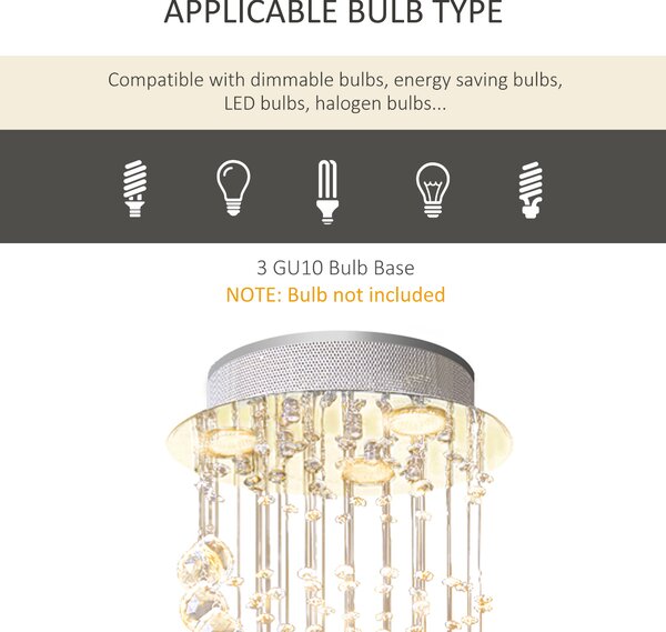 HOMCOM Modern Crystal Chandelier Ceiling Light Pendant Lamp Chrome Finish Glass Droplets New, 160 Octagons, Ф30 x 120cm