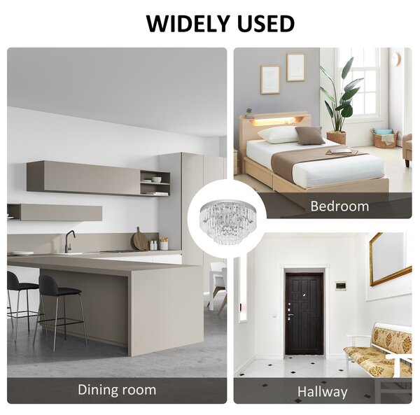 HOMCOM Crystal Ceiling Lamp K9 Crystal to Catch the Light, Compatible with E14 bulbs (max power is 40 W) Aosom UK