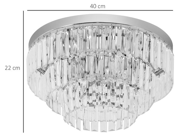 HOMCOM Crystal Ceiling Lamp K9 Crystal to Catch the Light, Compatible with E14 bulbs (max power is 40 W) Aosom UK