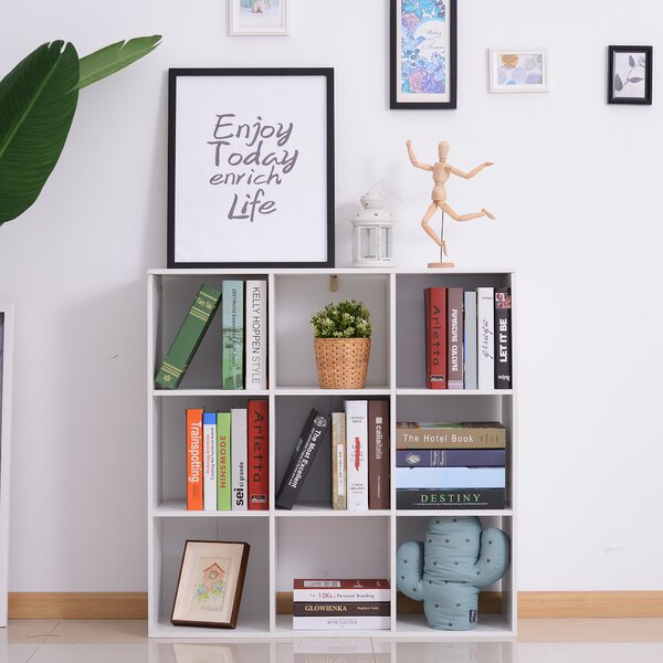 HOMCOM Wooden Cabinet Freestanding Open Cabinet with 9 Cubes, Storage for Bedroom, Living Room, Study, Office, White Aosom UK