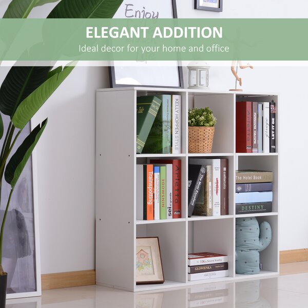 HOMCOM Wooden Cabinet Freestanding Open Cabinet with 9 Cubes, Storage for Bedroom, Living Room, Study, Office, White Aosom UK
