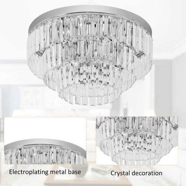 HOMCOM Crystal Ceiling Lamp K9 Crystal to Catch the Light, Compatible with E14 bulbs (max power is 40 W) Aosom UK