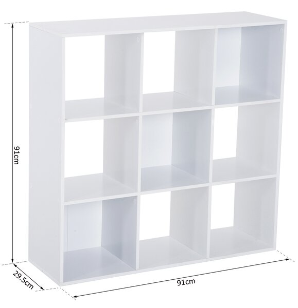 HOMCOM Wooden Cabinet Freestanding Open Cabinet with 9 Cubes, Storage for Bedroom, Living Room, Study, Office, White Aosom UK