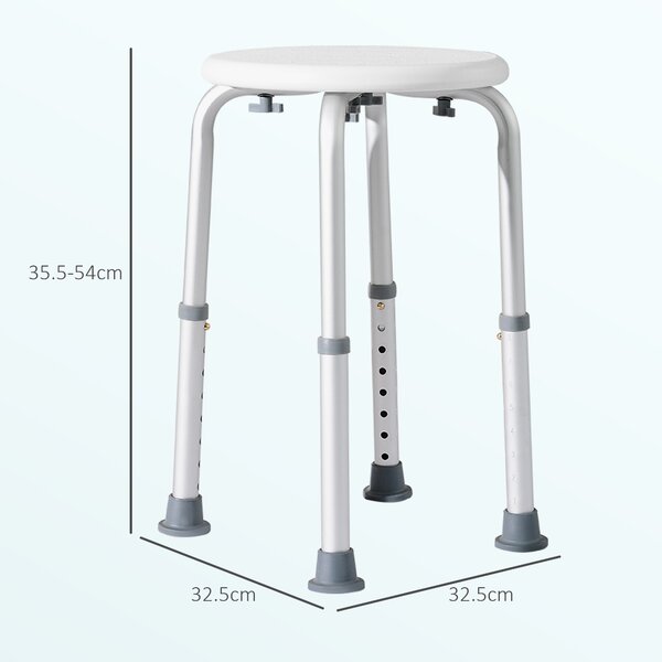 HOMCOM Adjustable Bath Chair: Shower Seat with Safety Features for Elderly, Bathroom Assistance, White Aosom UK