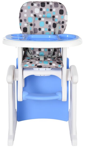 HOMCOM 3-in-1 Baby Chair: Convertible Booster High Chair, Sturdy HDPE Construction, Easy-Clean Design, Space-Saving, Blue Hue Aosom UK