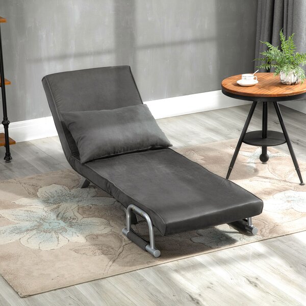 HOMCOM 2-In-1 Design Single Sofa Bed Sleeper, Foldable Armchair Bed Lounge Couch w/ Pillow, Dark Grey Aosom UK