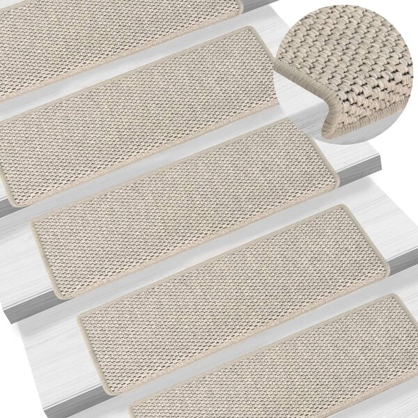 Stair Mats Self-adhesive Sisal-Look 15 pcs 65x21x4 cm Silver