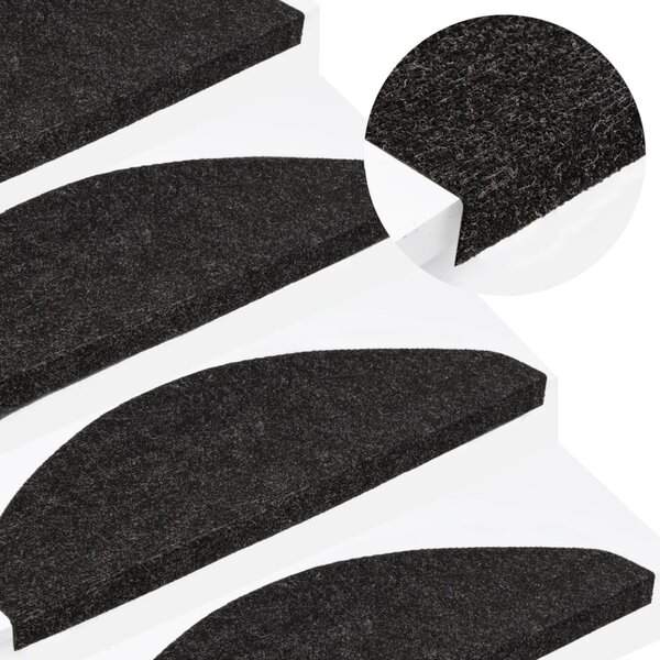 Stair Mats Self-adhesive 15 pcs 65x22.5x3.5 cm Anthracite