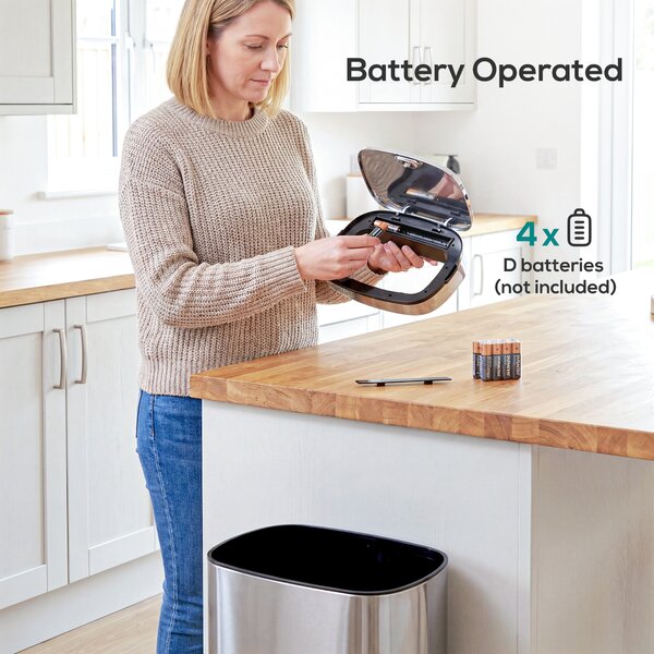 HOMCOM 68L Automatic Sensor Lid Steel Kitchen Bin Silver Aosom UK