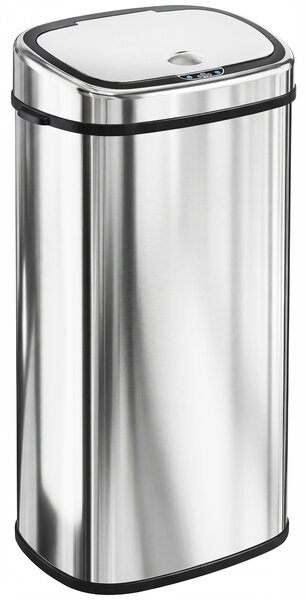 HOMCOM 68L Automatic Sensor Lid Steel Kitchen Bin Silver Aosom UK