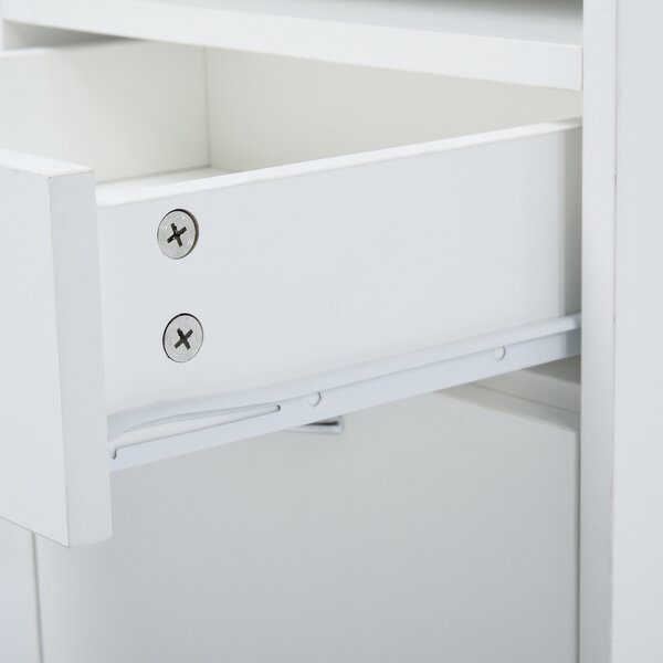 HOMCOM 60cm Storage Cabinet w/ Drawer Open Shelf Metal Handles 4 Wheels Office Home Organiser Mobile Printer White Aosom UK