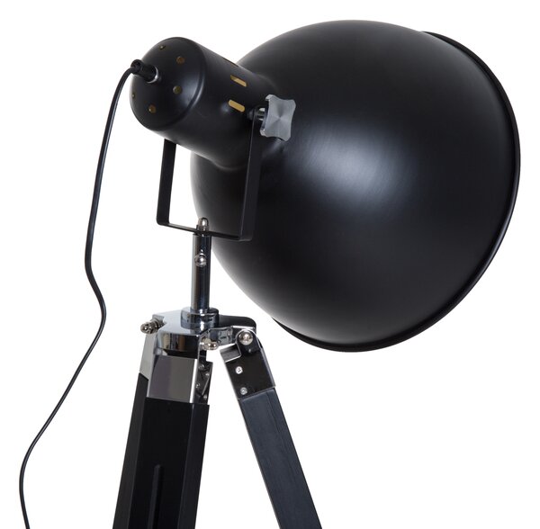 HOMCOM Tripod Spotlight: Wooden Legs, Metallic Shade, Stylish Illumination for Studios, Black & Gold Aosom UK