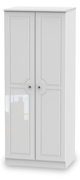 Kinsley White Gloss Contemporary 2 Door Double Wardrobe | Roseland Furniture