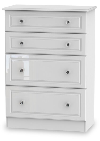 Kinsley White Gloss Contemporary 4 Drawer Deep Storage Chest | Roseland Furniture