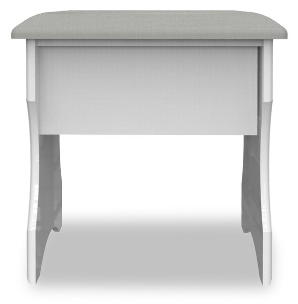 Kinsley White Contemporary Dressing Table Vanity Stool for Bedroom | Roseland Furniture