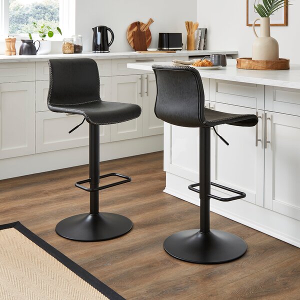 Venice Adjustable Height Swivel Bar Stool, Faux Leather