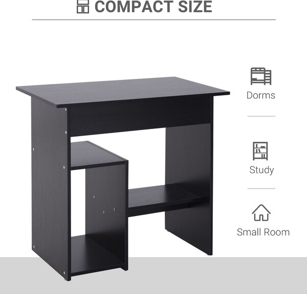 HOMCOM Compact Small Computer PC Table Wooden Desk Keyboard Tray Storage Shelf Modern Corner Table Home Office Gaming and Study Black