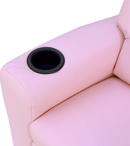 HOMCOM Children Recliner Armchair W/ Cup Holder-Pink Aosom UK
