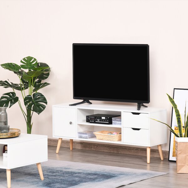HOMCOM TV Trendsetter: Contemporary Media Unit for 42'' Screens, Cable Management, White Aosom UK