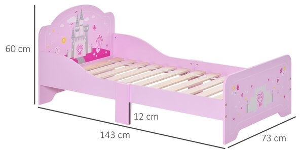 HOMCOM MDF Kids Castle Design Kids Single Bed Pink Aosom UK