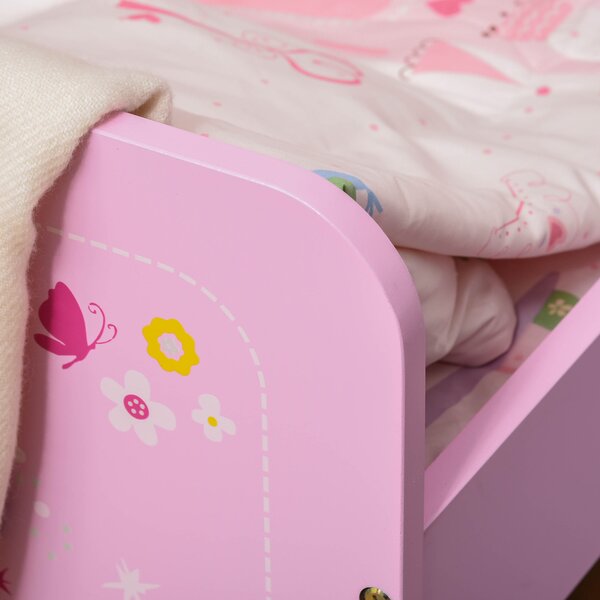 HOMCOM MDF Kids Castle Design Kids Single Bed Pink Aosom UK