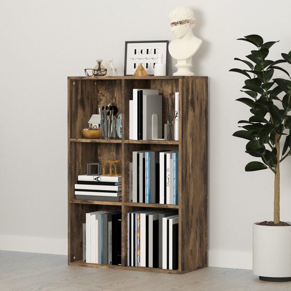 HOMCOM Open Shelves Unit Solid Wood Bookcase with 3-Shelf, Anti-toppling Device, Rustic Brown Aosom UK