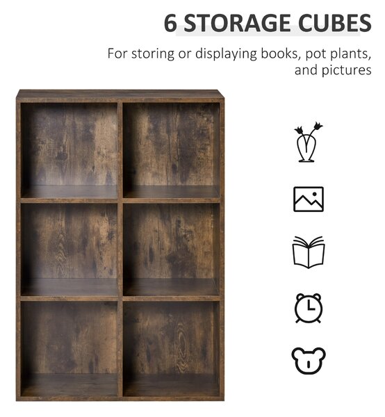 HOMCOM Open Shelves Unit Solid Wood Bookcase with 3-Shelf, Anti-toppling Device, Rustic Brown Aosom UK