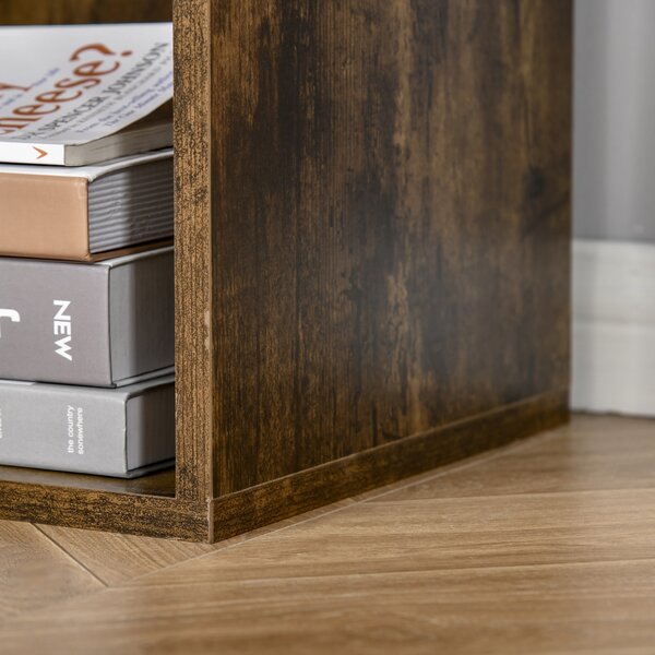 HOMCOM Open Shelves Unit Solid Wood Bookcase with 3-Shelf, Anti-toppling Device, Rustic Brown Aosom UK