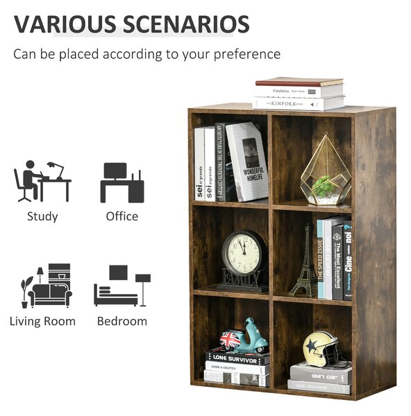 HOMCOM Open Shelves Unit Solid Wood Bookcase with 3-Shelf, Anti-toppling Device, Rustic Brown Aosom UK