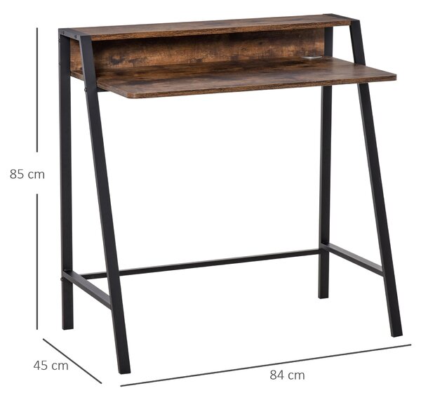 HOMCOM Writing Desk with Storage Shelf and Metal frame, Computer Table, Home Office PC Laptop Workstation, Rustic Brown Aosom UK