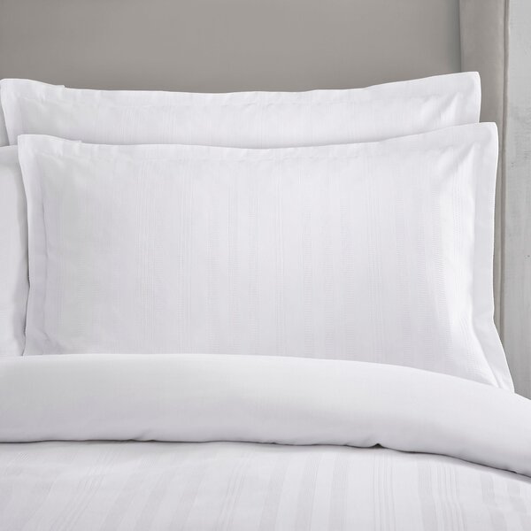 Dorma Purity Staunton Waffle Stripe White 100% Cotton Duvet Cover and Pillowcase Set