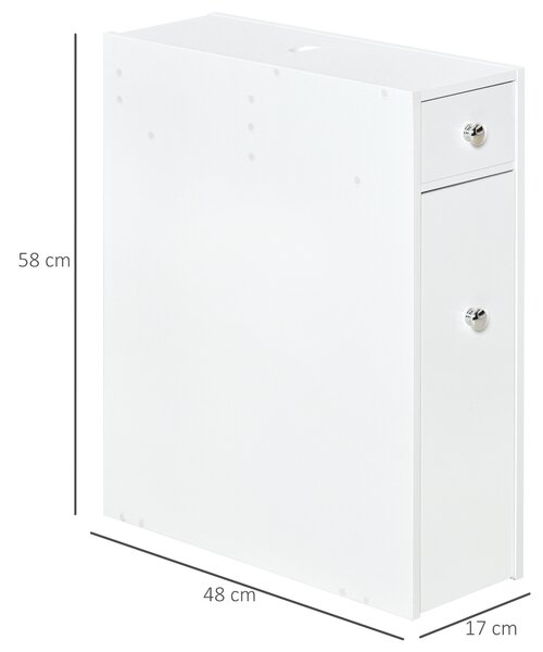 HOMCOM Slim Freestanding Bathroom Cabinet with Toilet Paper Holder, Wooden Cupboard, Durable & Stylish, White Aosom UK