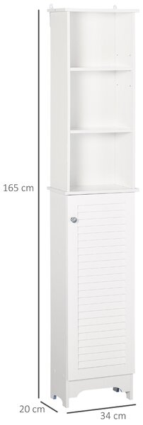 HOMCOM Freestanding Tallboy Bathroom Storage Cabinet w/ 6 Shelves Cupboard Tower Organisation Home Bathroom Furniture White Aosom UK