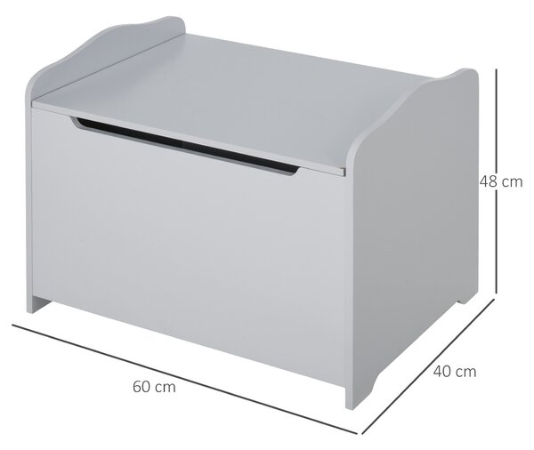 HOMCOM Wooden Kids Children Toy Storage Organizer Chest Safety Hinge Play Room Furniture Grey 60 x 40 x 48 cm Aosom UK
