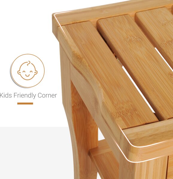 HOMCOM Bamboo Bathroom Shower Bench w/ Lower Shelf Aosom UK