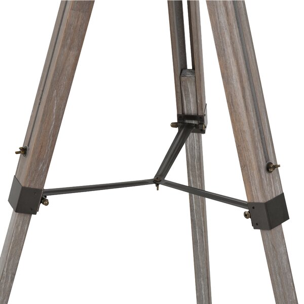 HOMCOM Tripod Floor Lamp: Industrial Vintage Spotlight with Wooden Legs for Living Room & Bedroom, E27 Base Aosom UK