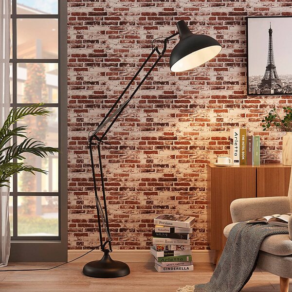 Giulie black floor lamp, movable frame