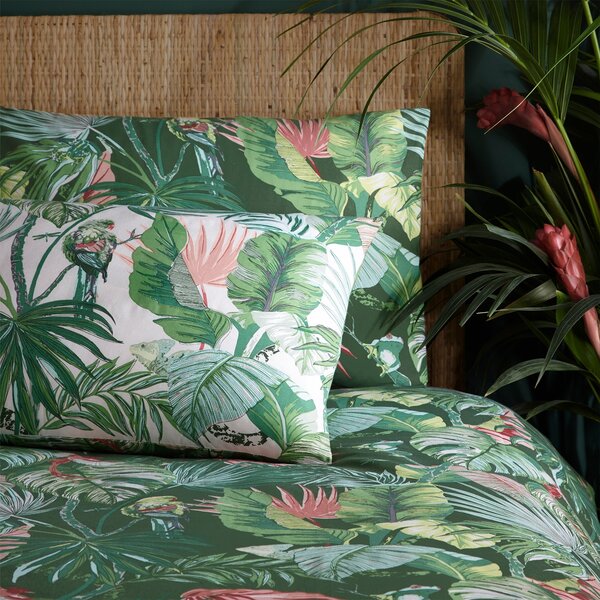 Furn. Amazonia Jade Floral Reversible Duvet Cover and Pillowcase Set