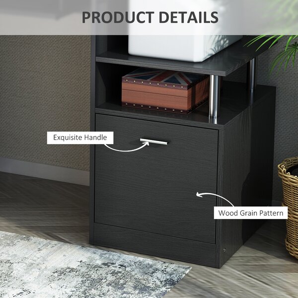 HOMCOM Computer Desk PC Workstation with Drawer Shelves CPU Storage Rack Home Office Furniture (BLACK) Aosom UK