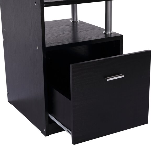 HOMCOM Computer Desk PC Workstation with Drawer Shelves CPU Storage Rack Home Office Furniture (BLACK) Aosom UK